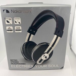 Nakamichi Retro Stereo Headphones  Black Silver